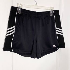 Adidas 4.5” Athletic Shorts w/ Signature Stripes Black w/ White Trim Large